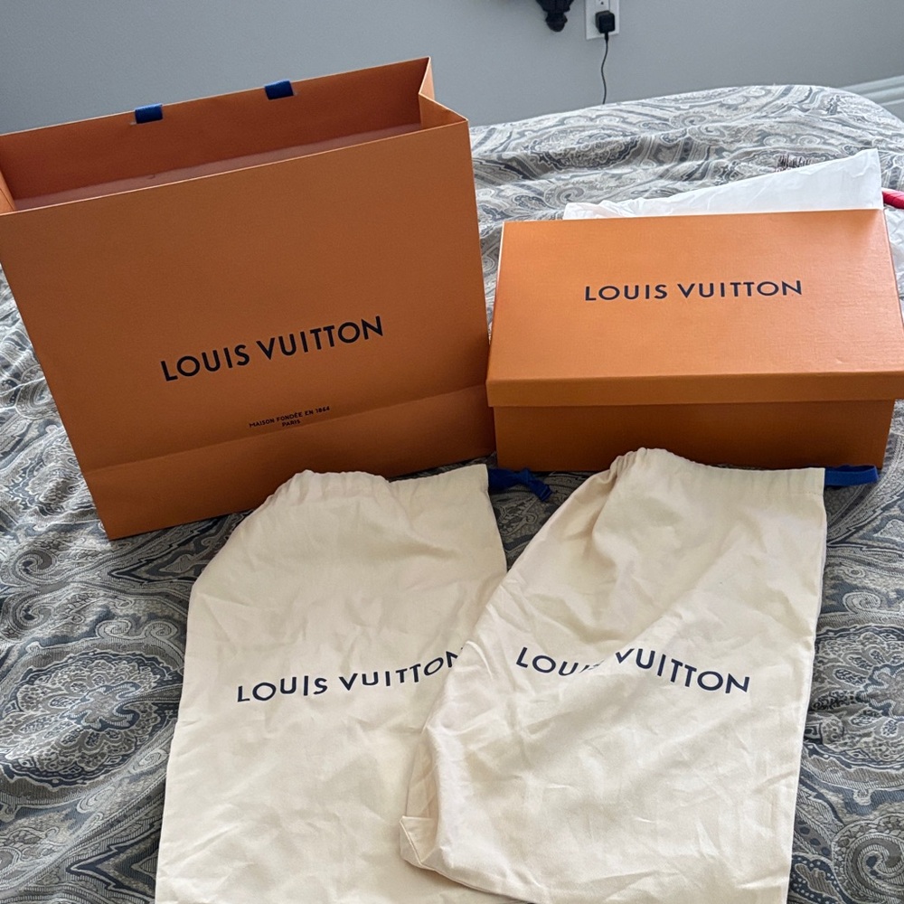 Louis Vuitton Orange Box, Bag and Beige Dust Bags